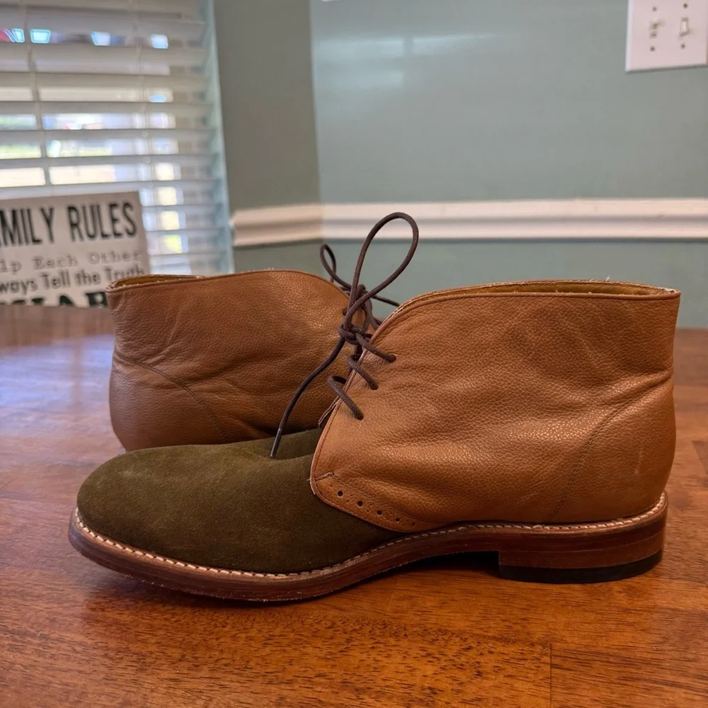 Stacy Adams Madison II Chukka Boots tan olive size 10.5 D brown leather suede